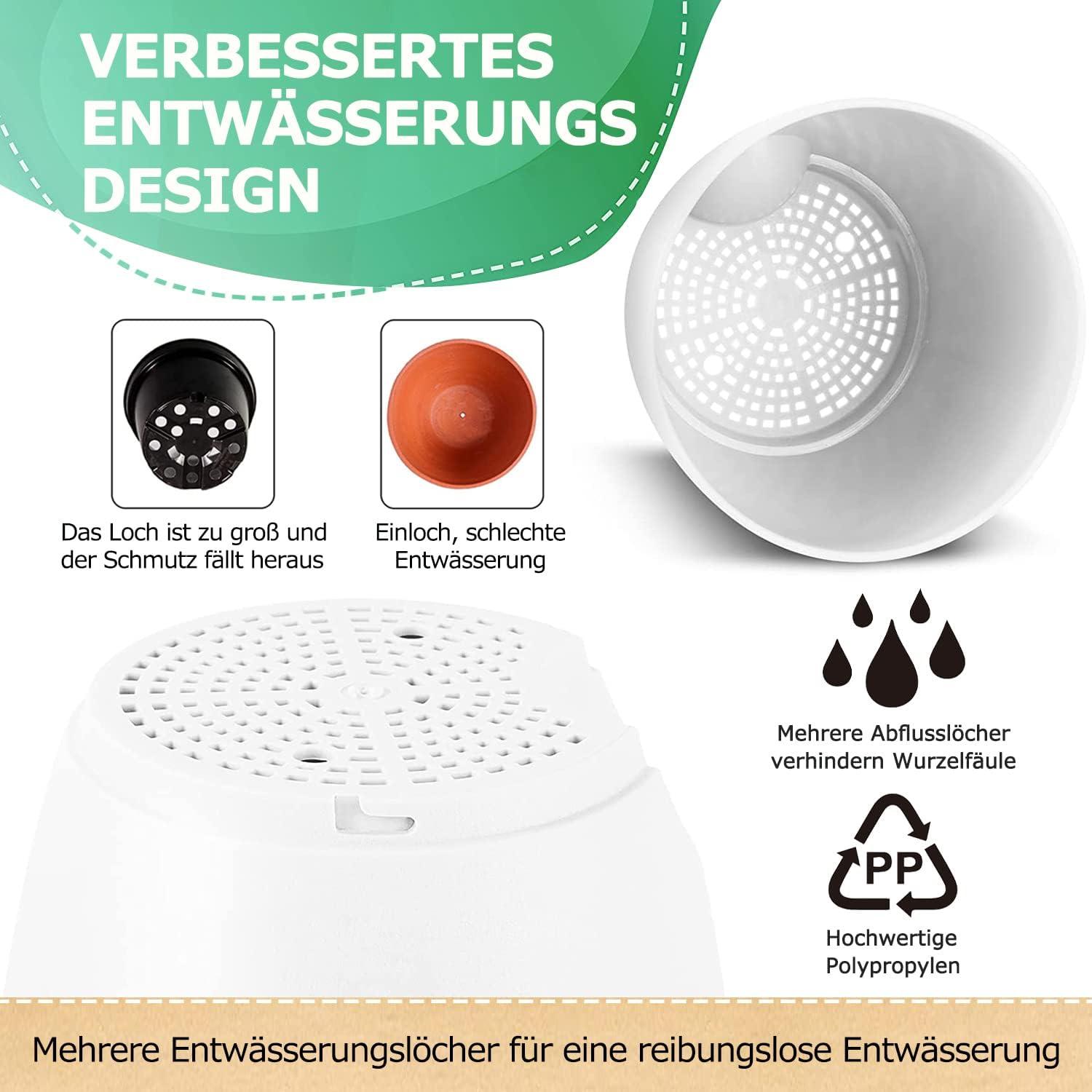 6er-Set Kunststoff Blumentopf mit Untersetzer Selbstbewässerung