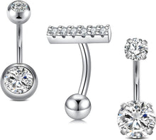 Bauchnabelpiercing Set Chirurgenstahl Silber Opal Diamant Herz