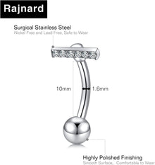 Schlange Bauchnabelpiercing 3 Stück 14G 1,6mm Silber
