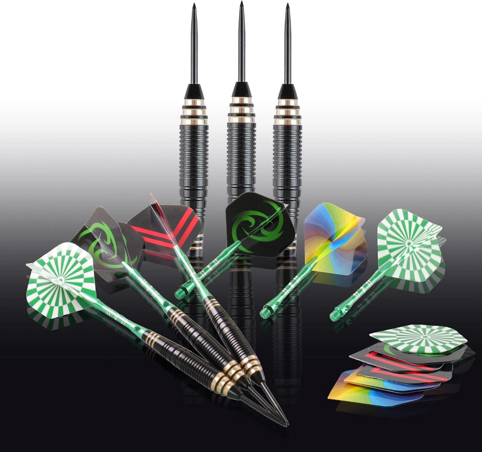 CareGames Profi Dartpfeile Set mit Metallspitze 24g - 6 Stück in Transportbox - Alu Schäfte, Flights, Protektoren, Zubehör