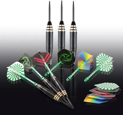 CareGames Profi Dartpfeile Set mit Metallspitze 24g - 6 Stück in Transportbox - Alu Schäfte, Flights, Protektoren, Zubehör