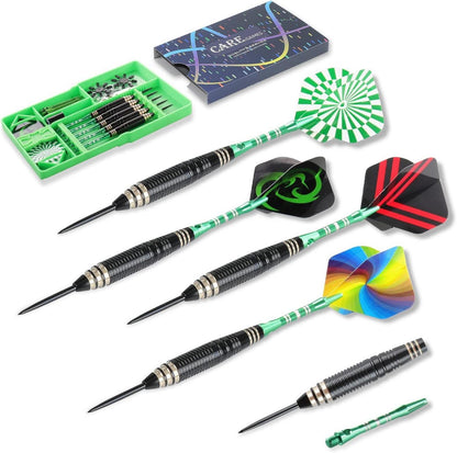 Profi Dartpfeile Set 24g Steeldarts Aluminium Schaft 12 Flights grün