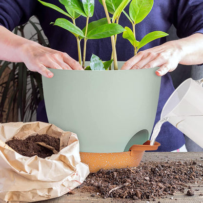 Kunststoff Blumentopf mit Untersetzer 6er-Set Selbstbewässerung