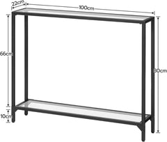 Konsolentisch Hartglas 100 cm Beistelltisch Schwarz