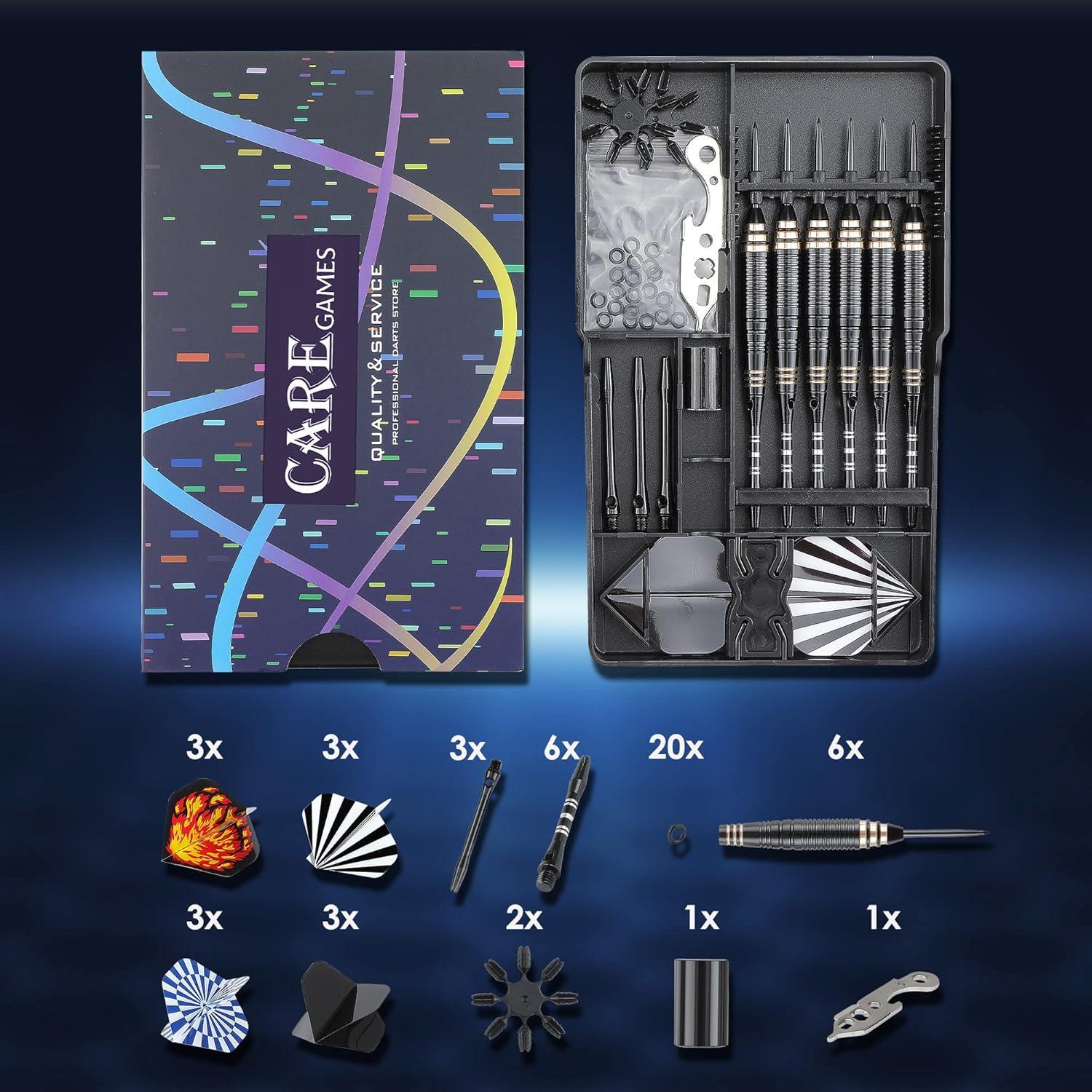 Dartpfeile Metallspitze Steeldarts 24g Aluminium Schaft Flights Orings