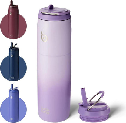 Stainless Steel Vacuum Insulated Water Bottle with Straw and Lid 32oz