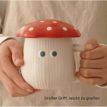 Pilzbecher mit Deckel – Handgemachte Keramiktasse 300ml