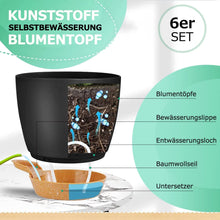 iDattel Kunststoff Blumentopf mit Untersetzer 6er-Set