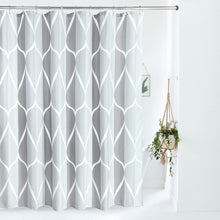 Geometrischer Stoff Duschvorhang mit Metallringen - Wasserdicht