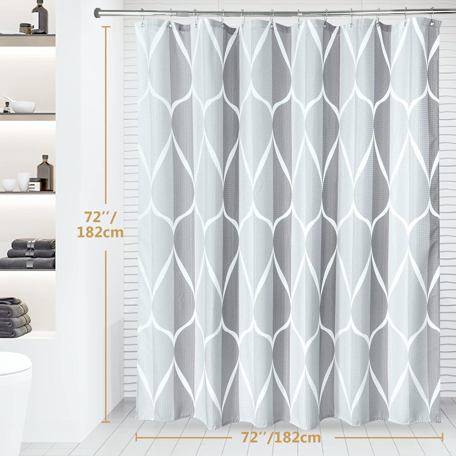 Geometrischer Duschvorhang Stoff Anti-Schimmel Wasserdicht Grau 182x182cm