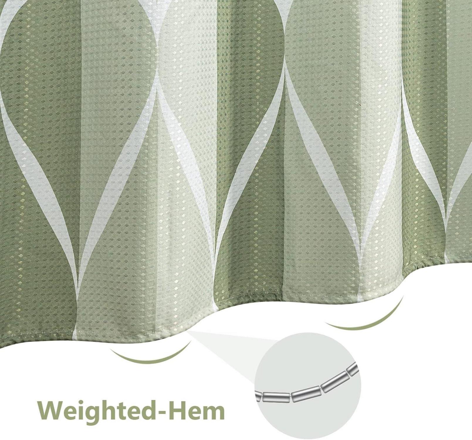 Geometrischer Duschvorhang Set Anti Schimmel 182x182cm Grün