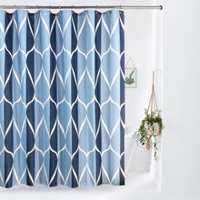 Geometrischer Duschvorhang Stoff Anti Schimmel 182x182cm Blau