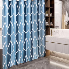 Geometrischer Duschvorhang Wasserdicht Blau 182x182cm 12er