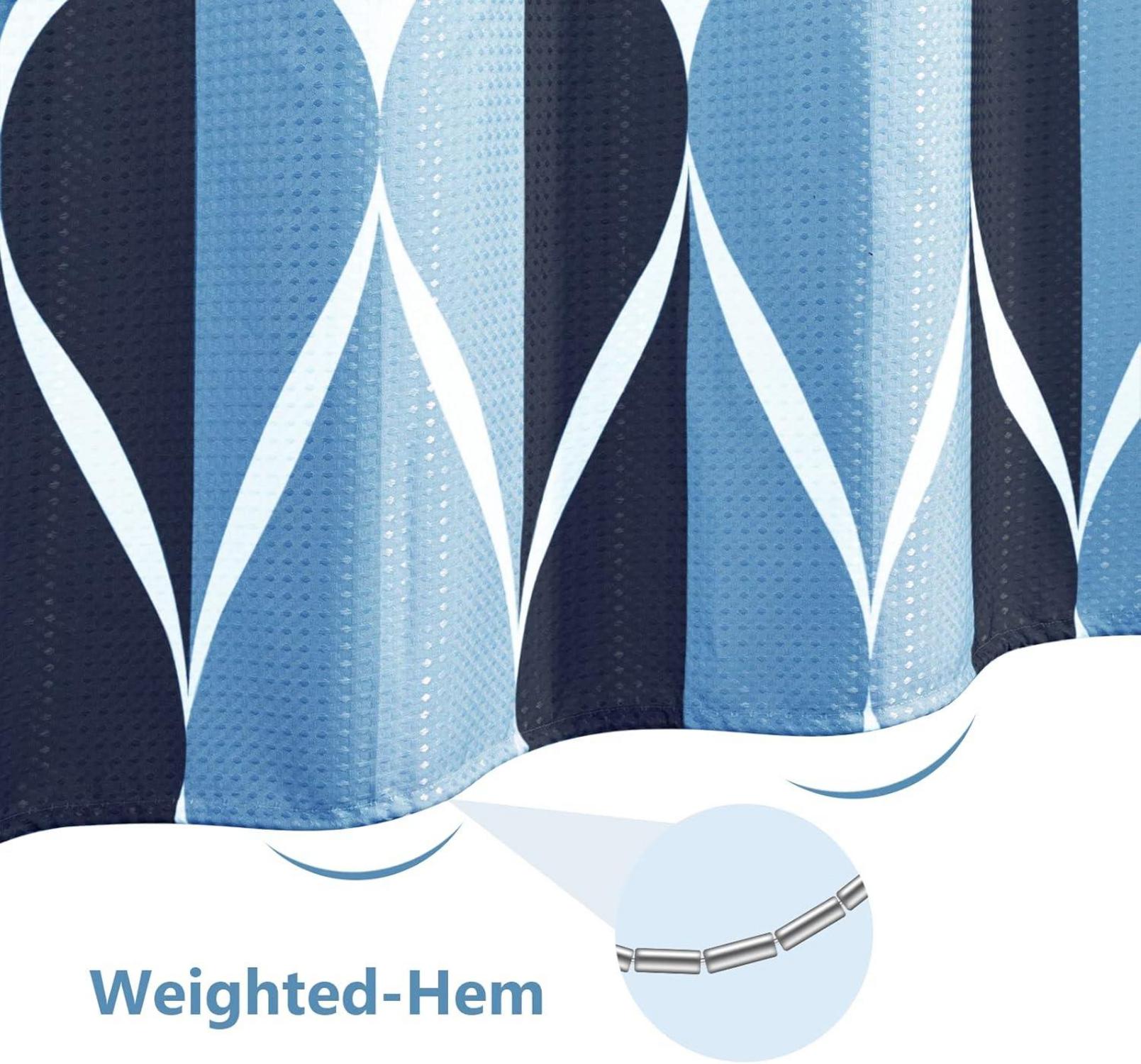 Geometrischer Duschvorhang Anti-Schimmel Stoff Wasserdicht Blau 182x182cm