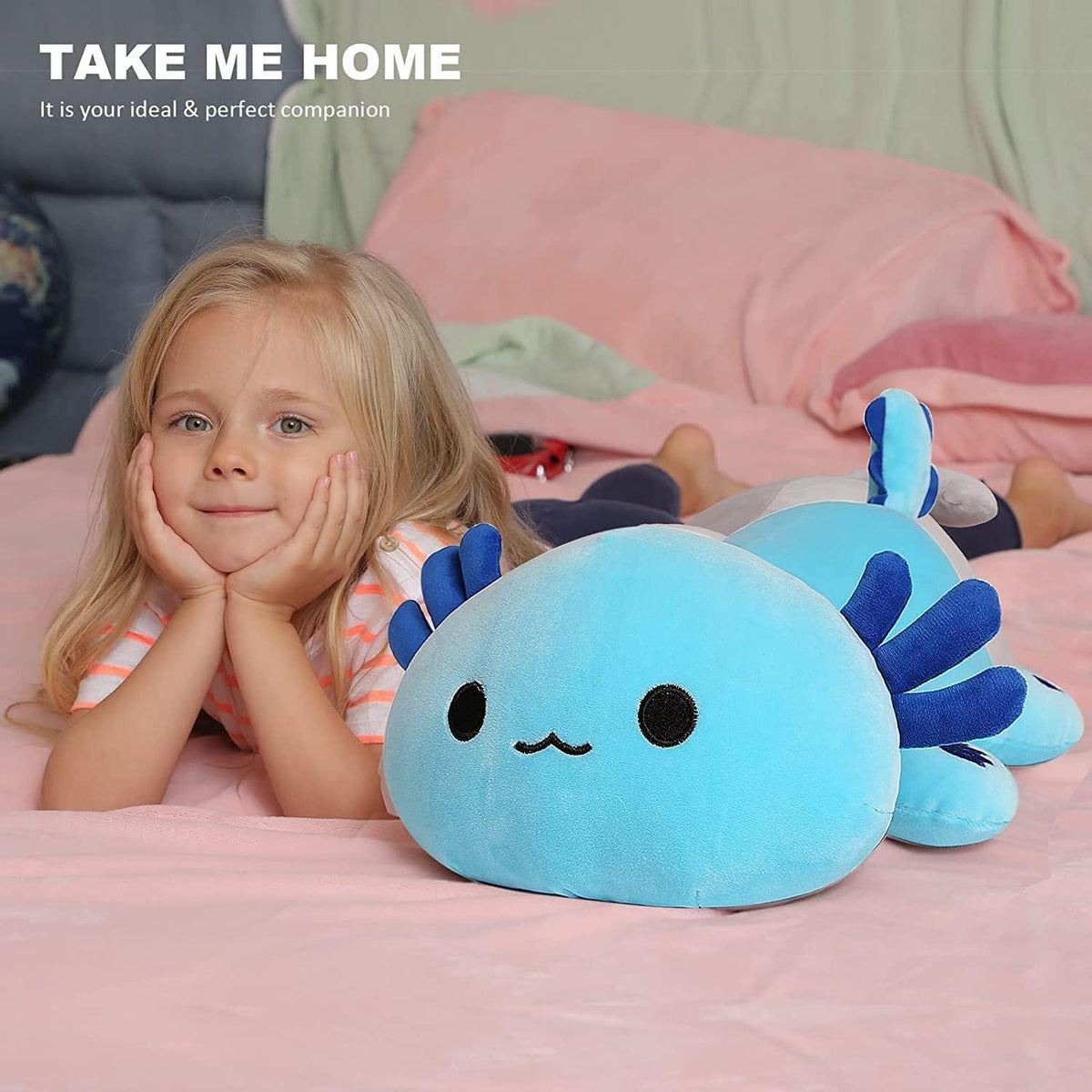 Axolotl Kuscheltier Plüschtier 33cm Blau - Kawaii Stofftier Geschenk