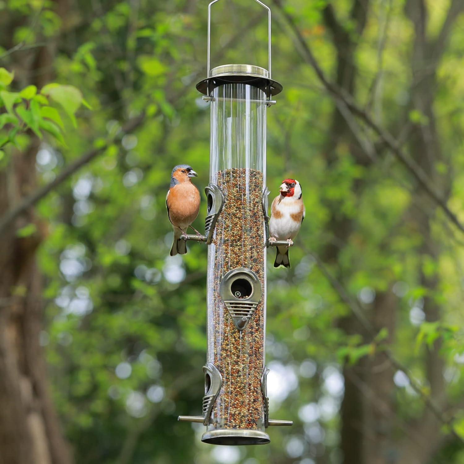 Metall-Vogelfutterspender zum Aufhängen, wetterfest, 6 Futterstellen, Grünkupfer