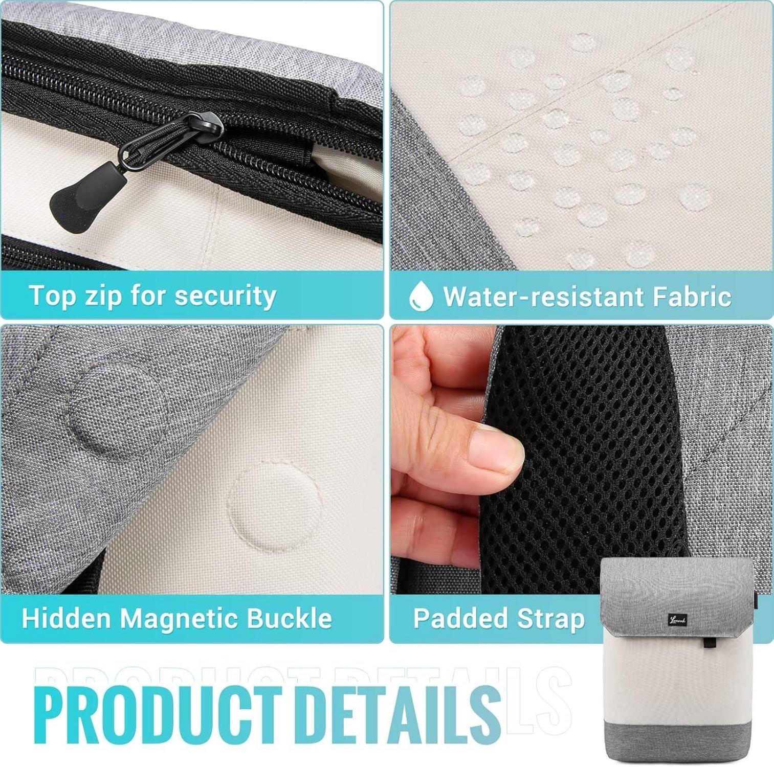 Wasserdichter Laptop Rucksack 17 Zoll Diebstahlsicherung Beige Grau