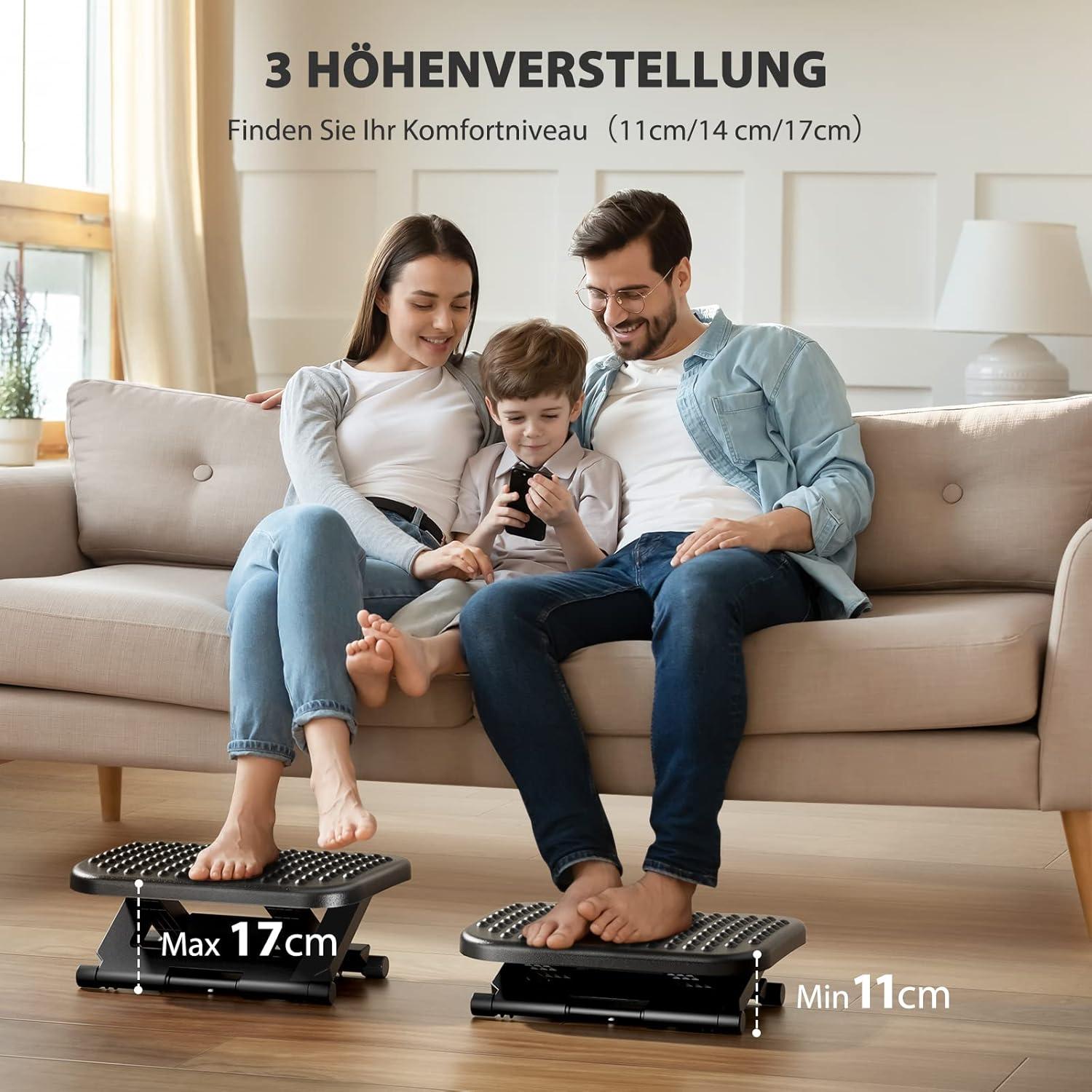 Fußstütze höhenverstellbar, winkelverstellbar, rutschfest für Büro Zuhause