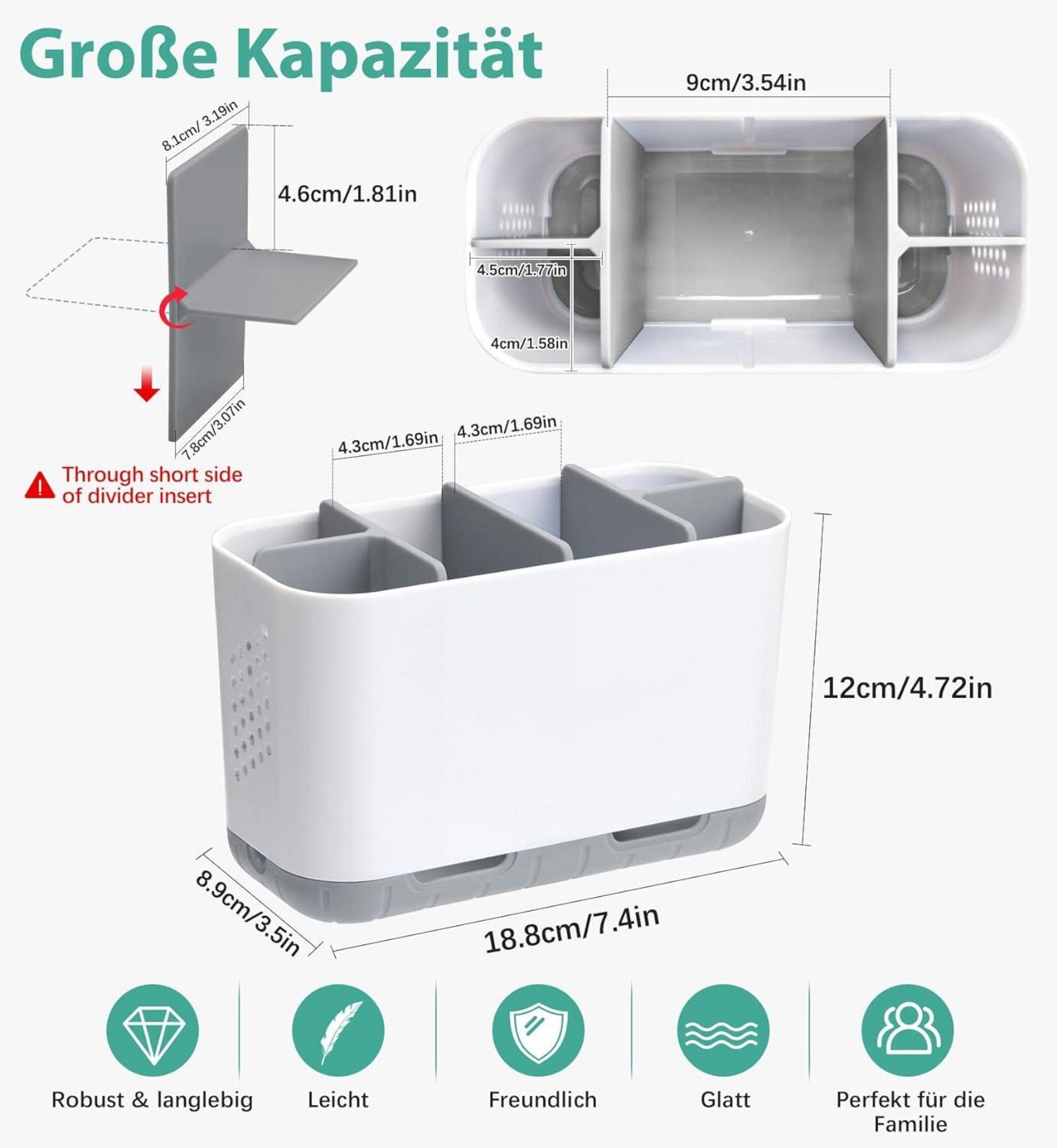 Zahnbürstenhalter Organizer Elektrische Zahnbürste Grau mit