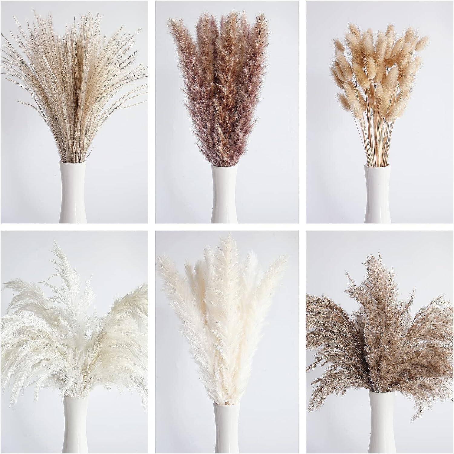 110PCS Pampas Grass Deko Trockenblumenstrauß Boho für