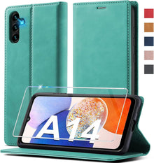 Samsung Galaxy A14 Hülle Leder Schutzhülle Wallet mit Ständer