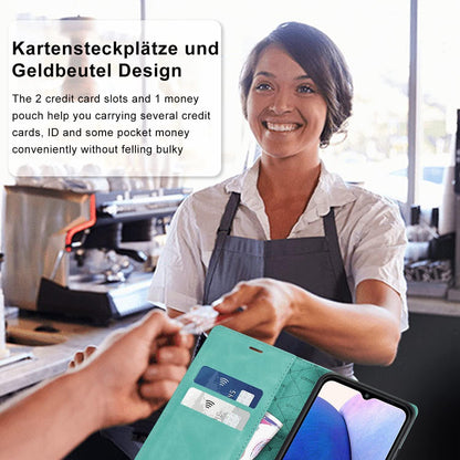 Samsung Galaxy A14 Hülle Leder Wallet Stand Cover mit Magnetverschluss
