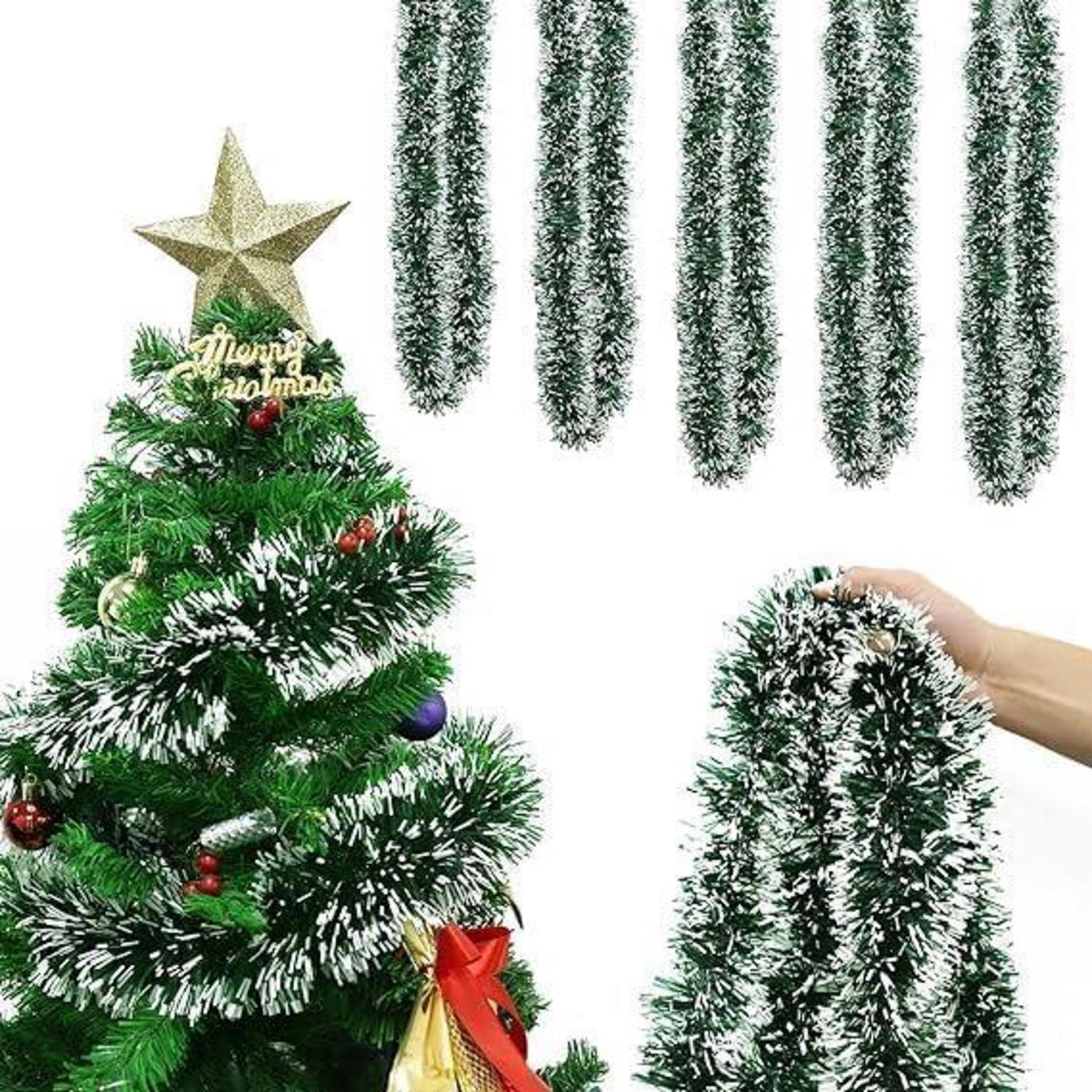 10m Weihnachtsdeko Tannengirlande Grün Weiß festliche Deko