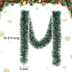 10m Weihnachtsgirlande Tannengirlande Grün Weiß Innen Außen