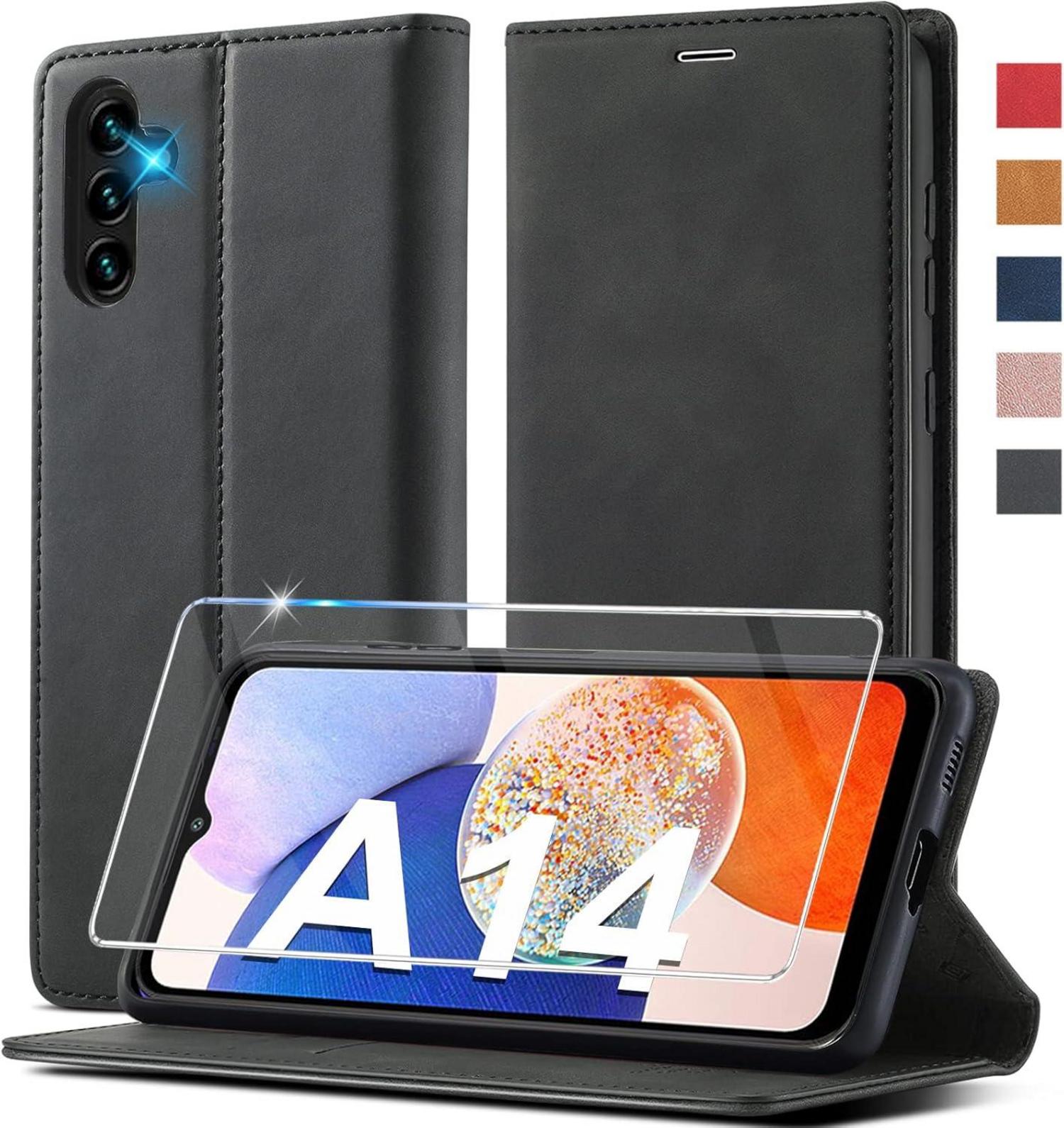 Handyhülle Samsung Galaxy A14 Leder Wallet Stoßfest Flip Case