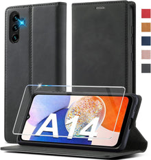 Handyhülle Samsung Galaxy A14 Leder Wallet Stoßfest Flip Case