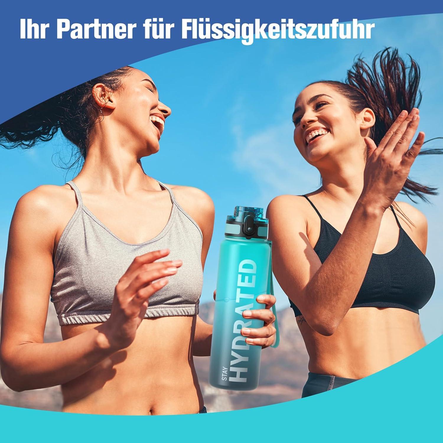 Sahara Sailor Trinkflasche BPA-frei Tritan 750ML Sportflasche Blaue Wellen