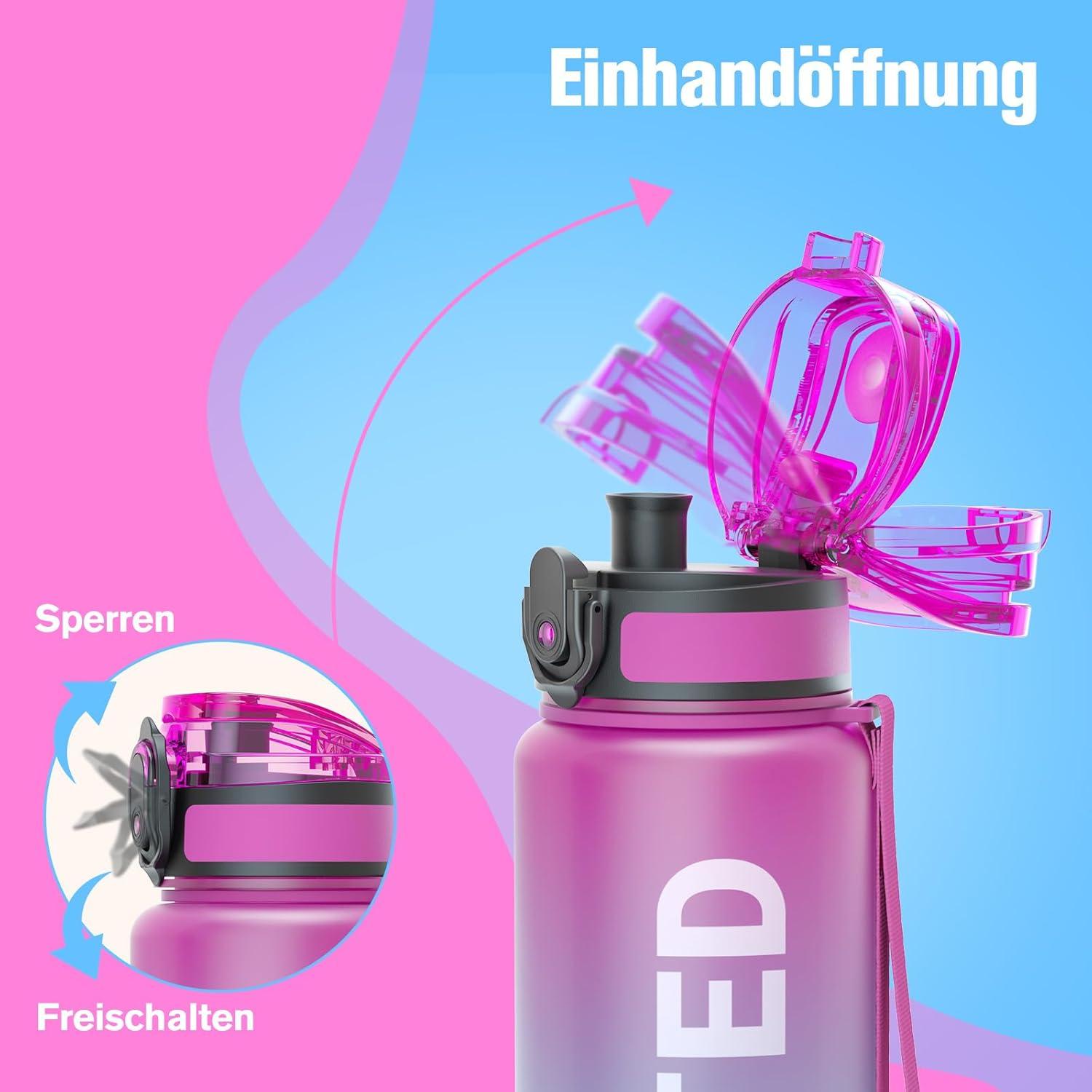 Sport Trinkflasche BPA-frei 1L/500ML/750ML Auslaufsicher für Fahrrad
