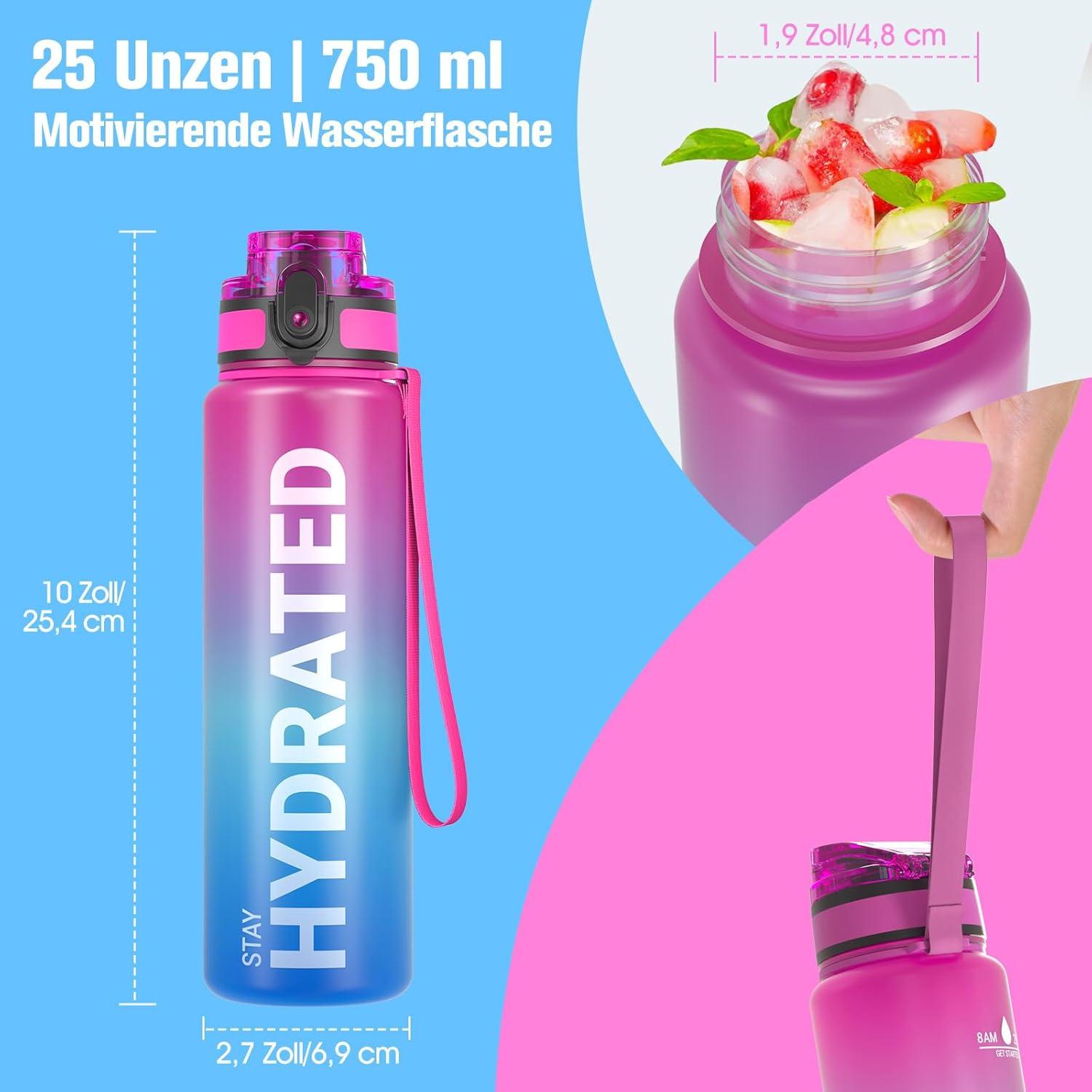 Trinkflasche Sport BPA-frei Tritan Auslaufsicher 750ML Yoga Camping
