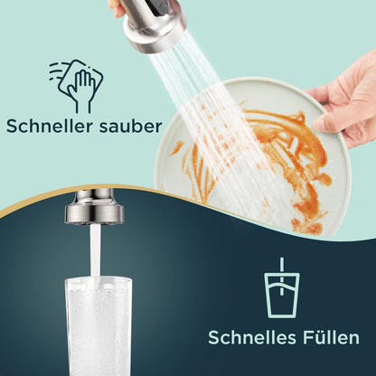 FORIOUS Wasserhahn Küche mit Herunterziehen Brause 360° Schwenkbar, Edelstahl