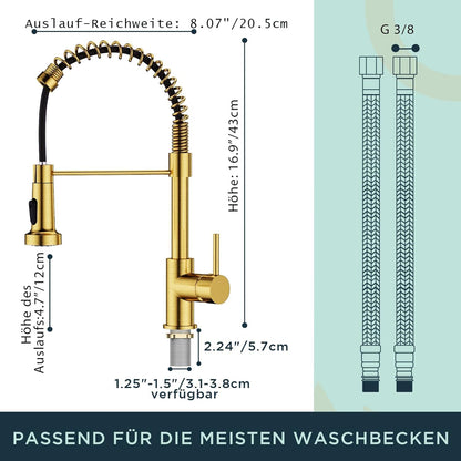Wasserhahn Küche Hoher Bogen Hochdruck mit Herunterziehen Brause