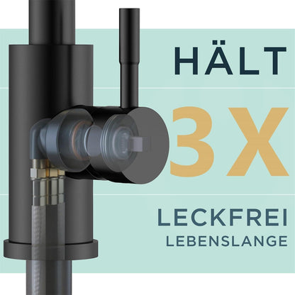 FORIOUS Wasserhahn Küche Hochdruck mit Brause Ausziehbar 360° Schwenkbar Matt-schwarz