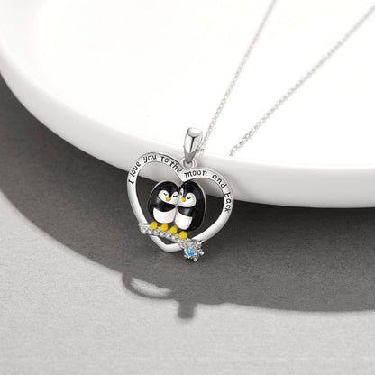 Halskette Sterling Silber Pinguin Herzform Geschenk für Frauen