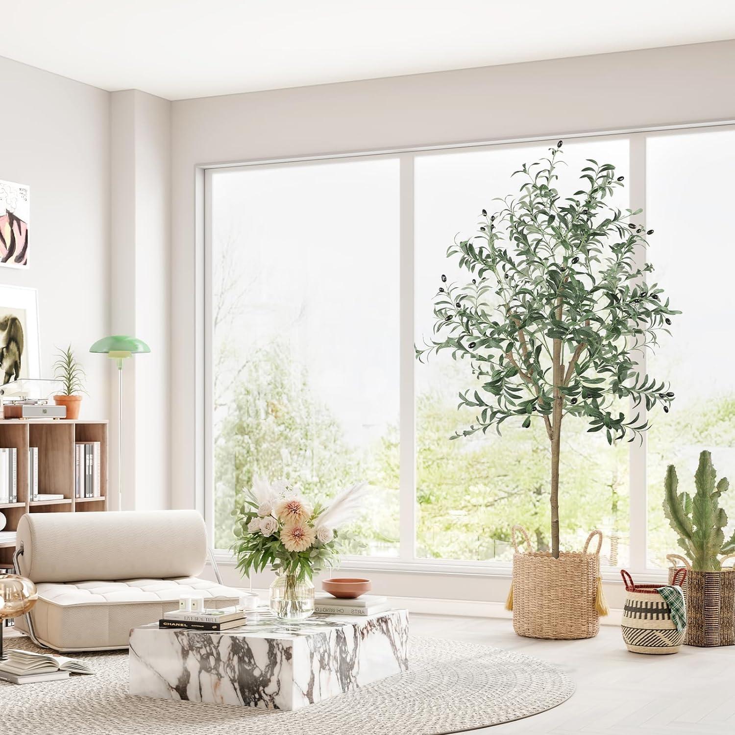 YOLEO Künstlicher Olivenbaum 170 cm Kunstpflanze groß für