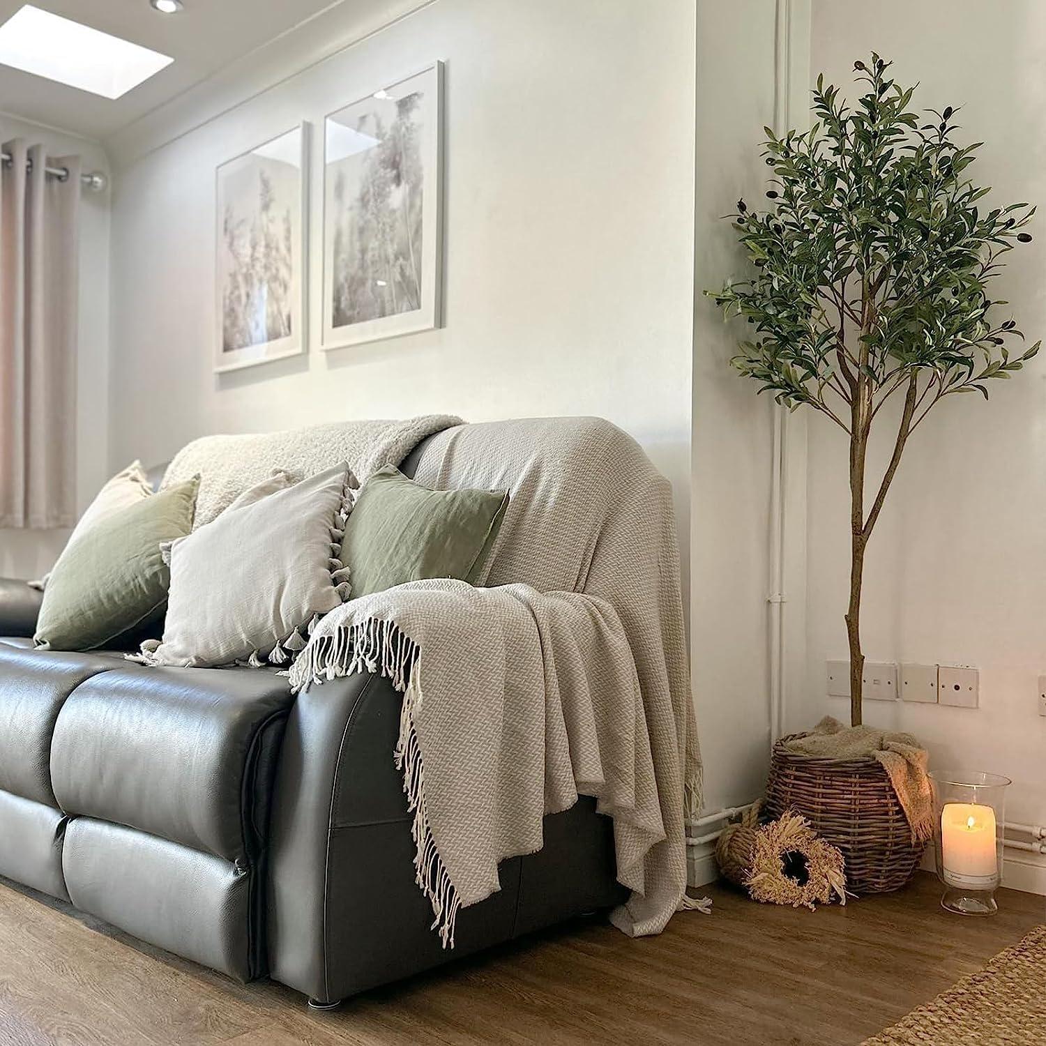 YOLEO Kunstpflanze Olivenbaum künstlich 170cm groß Innenraum Deko