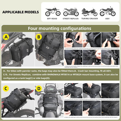 Motorrad Sturzbügeltasche Wasserdicht 6L Schwarz Schutzbügel Sattel-Sitztasche