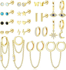 Hypoallergene Ohrringe Set Damen Edelstahl Piercing Ohrstecker Creolen