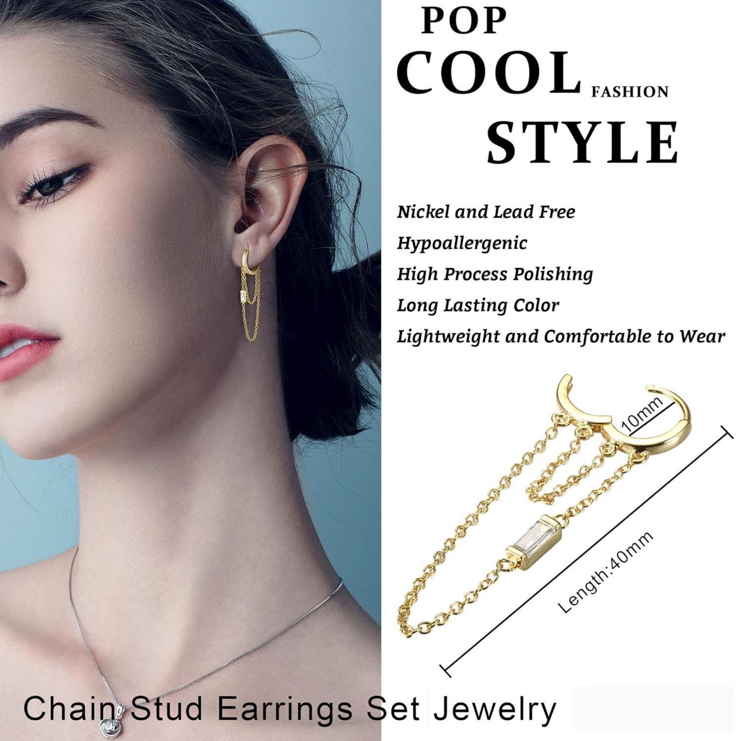 Hypoallergene Ohrringe Set Damen Edelstahl Piercing Ohrstecker Creolen