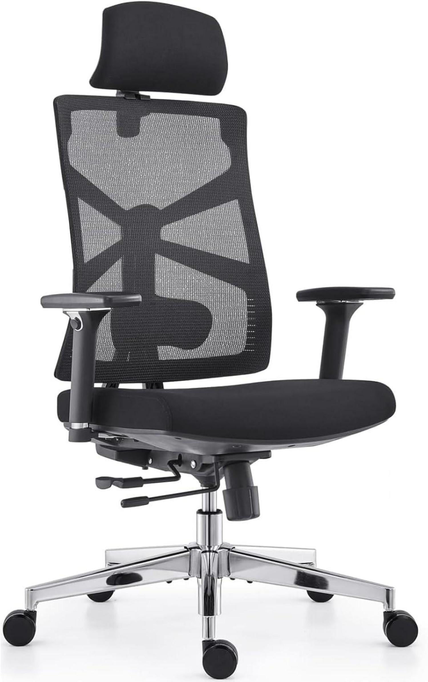 Ergonomischer Bürostuhl mit Adaptiver Rückenlehne 4D Armlehnen Schwarz