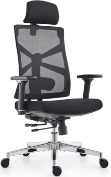 Ergonomischer Bürostuhl mit Adaptiver Rückenlehne 4D Armlehnen Schwarz