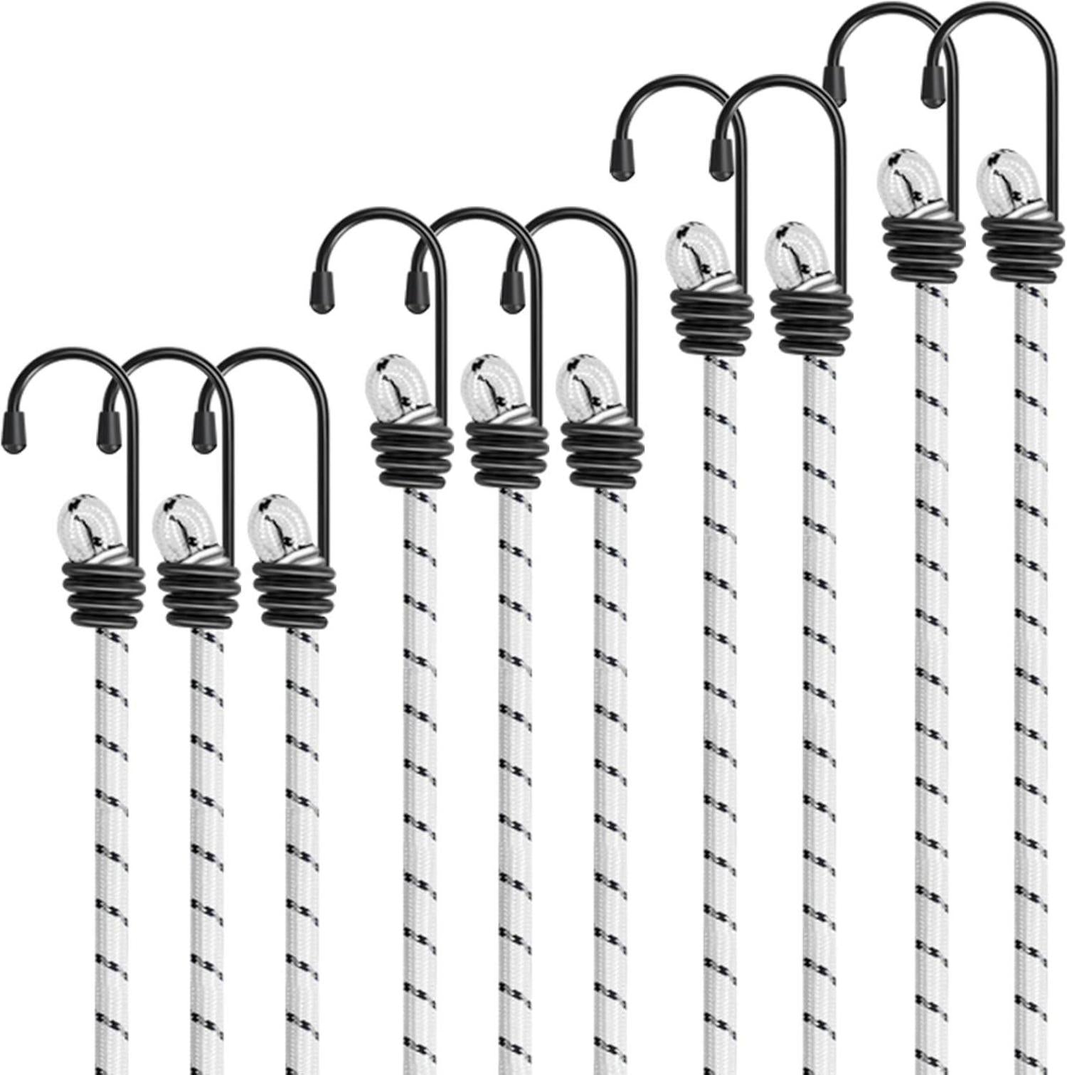 Hochleistungs-Bungee-Seile mit Haken, 100cm, 10er-Packung