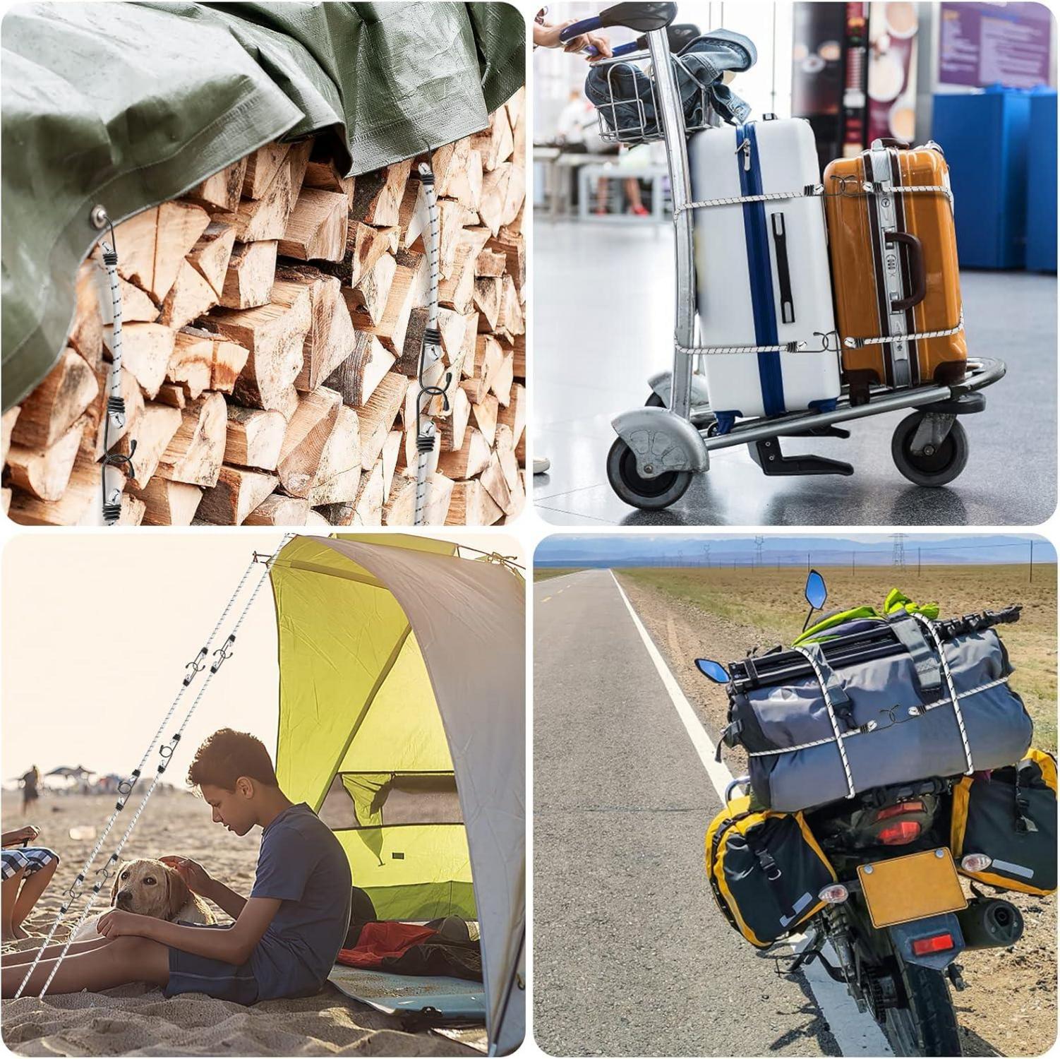 100cm Hochleistungs-Bungee-Seile mit Haken, 10er-Pack - Möbel Schutz