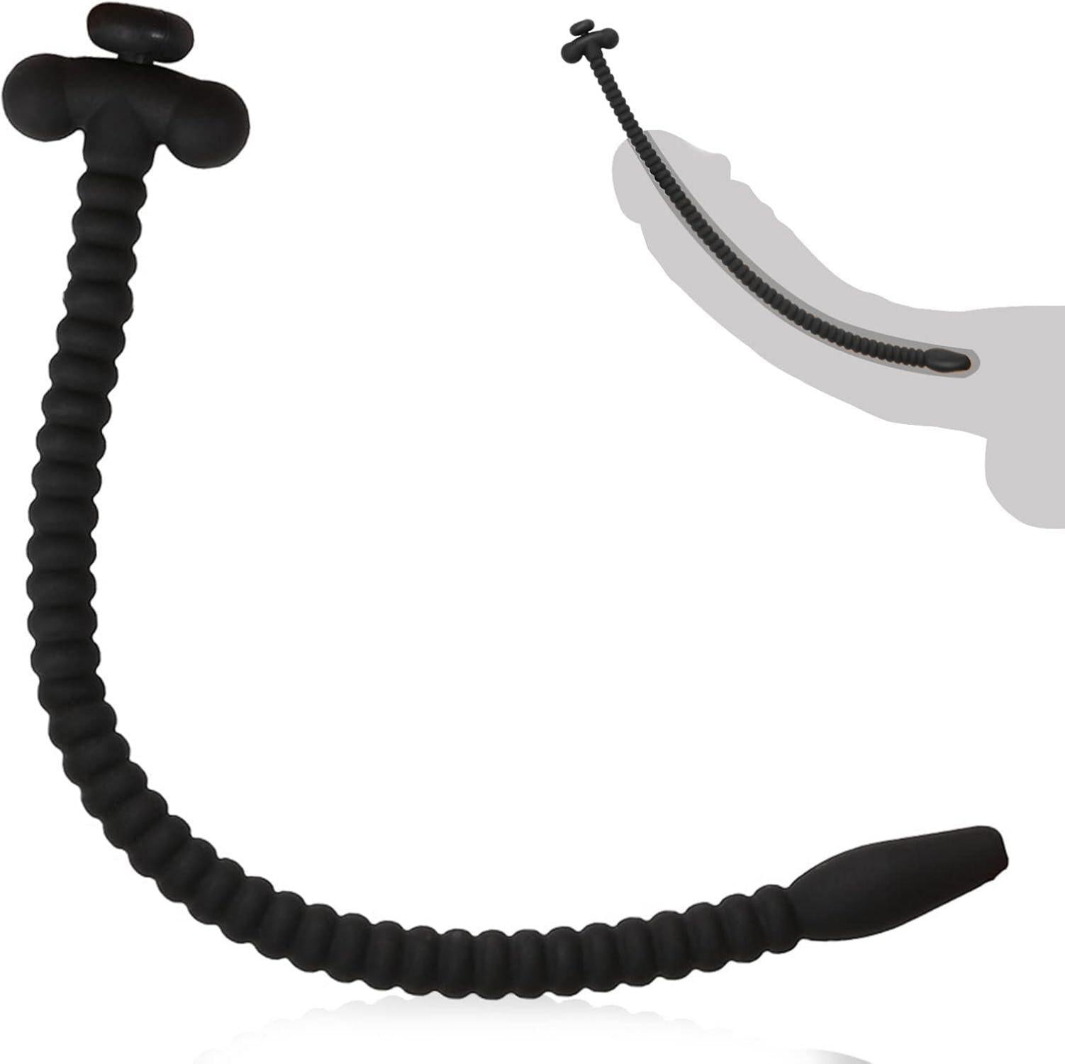 Silikon Penis Plug mit Stecker, Hohl Dilatator Harnröhre 6-9mm Schwarz