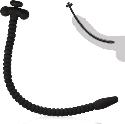 Silikon Penis Plug mit Stecker, Hohl Dilatator Harnröhre 6-9mm Schwarz