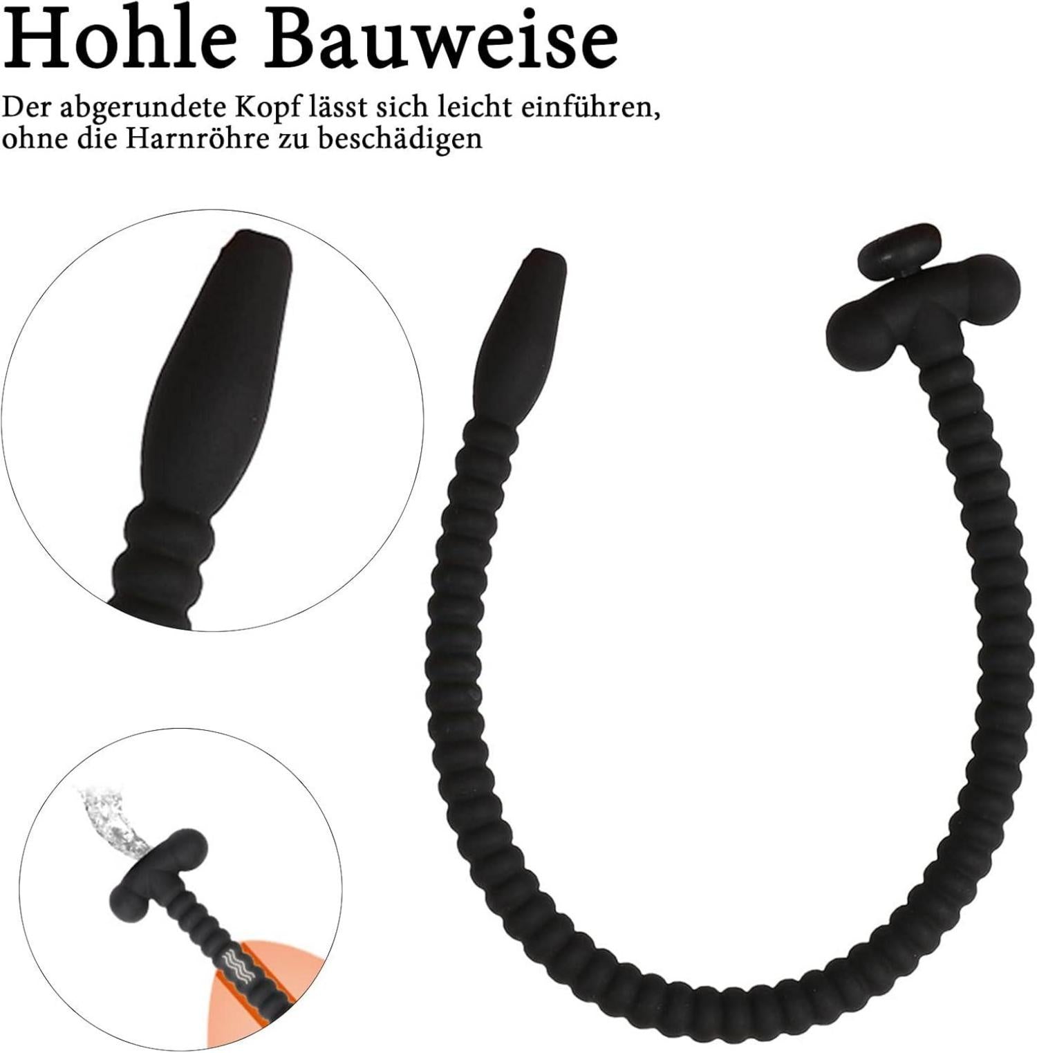 Silikon Dilator Hohl Penis Plug mit Stecker 3 Größen Ø 6mm