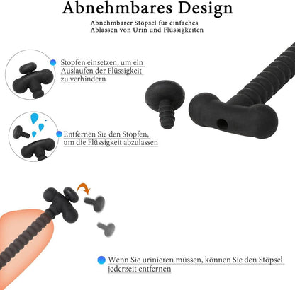 Silikon Penis Plug mit Stecker, Hohl Dilatator Harnröhre 6-9mm Schwarz